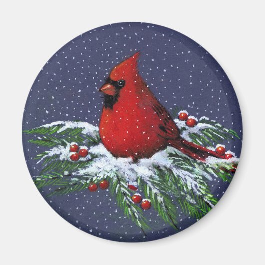 CHRISTMAS: KARDINAL: BIRD: ART MAGNET (Vorne)