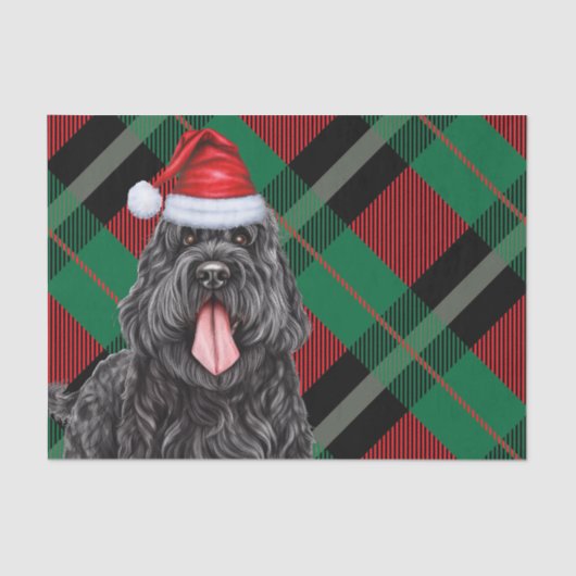 Christmas Kariert Black Russian Terrier Dog Seidenpapier (Vorderseite)