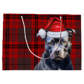Christmas Kariert Bluenose Pitbull Dog Lover Große Geschenktüte (Rückseite)