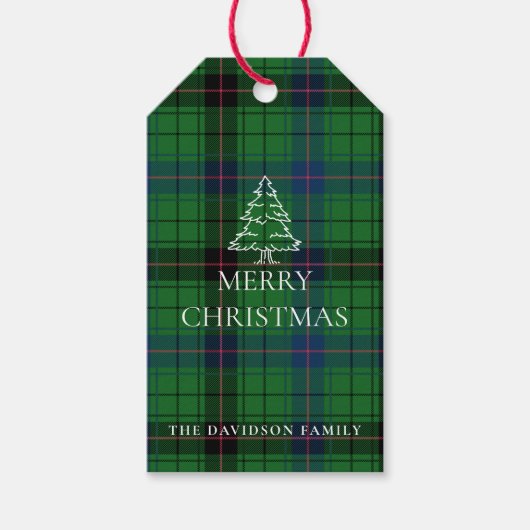 Christmas Kariert Davidson Tartan Pattern Green Geschenkanhänger (Vorderseite)