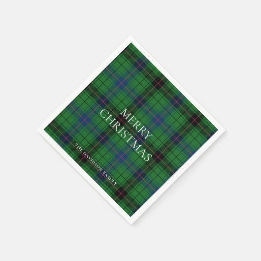 Christmas Kariert Davidson Tartan Pattern Green Serviette (Ecke)