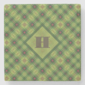 Christmas Kariert Green Preppy Monogram Steinuntersetzer (Vorderseite)