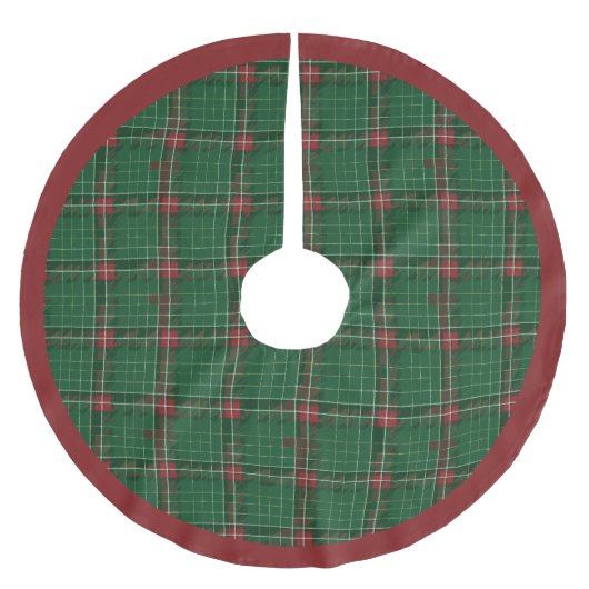 Christmas Kariert Scottish Red auf Green Polyester Weihnachtsbaumdecke (Vorderseite)