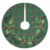Christmas Kariert Scottish Red auf Green Polyester Weihnachtsbaumdecke (Vorderseite)