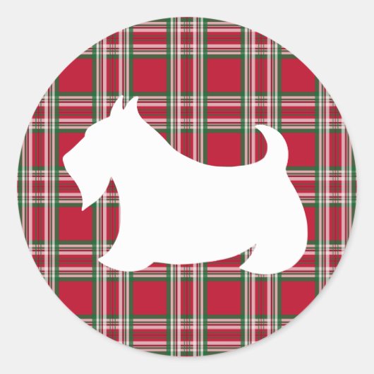Christmas Kariert Scottish Terrier Dog Sticker (Vorderseite)