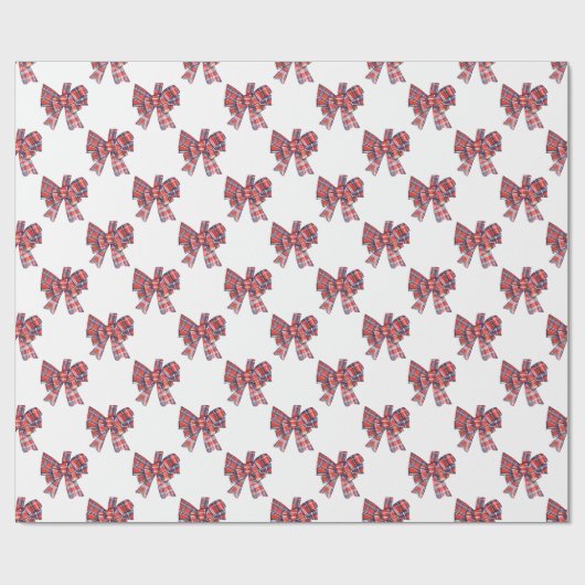Christmas Kariert Tartan Bow Geschenkpapier (Flach)