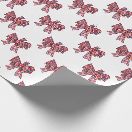 Christmas Kariert Tartan Bow Geschenkpapier (Ecke)