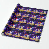 CHRISTMAS KATZE IM RAUM PIZZA WRAPPING PAPIER GESCHENKPAPIER (Ungerollt)