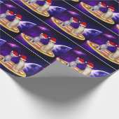 CHRISTMAS KATZE IM RAUM PIZZA WRAPPING PAPIER GESCHENKPAPIER (Ecke)
