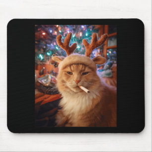 Christmas-Katze raucht Zigaretten-Meme Gen Z Trost Mousepad
