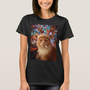 Christmas-Katze raucht Zigaretten-Meme Gen Z Trost T-Shirt