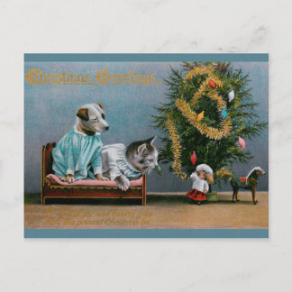 CHRISTMAS Katze und Hund Postkarte