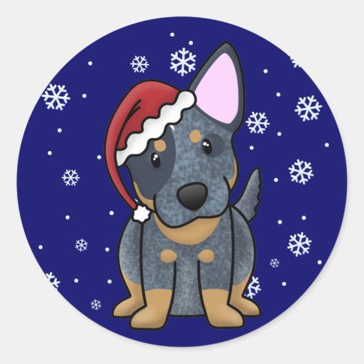 Christmas Kawaii Blue Heeler Runder Aufkleber (Vorderseite)