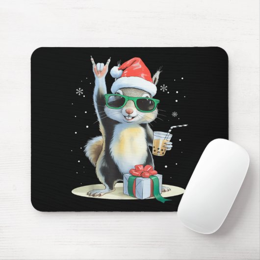 Christmas Kawaii Squirrel Bubble Tea Boba Squirrel Mousepad (Mit Mouse)