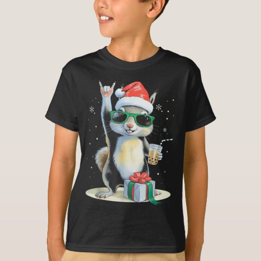 Christmas Kawaii Squirrel Bubble Tea Boba Squirrel T-Shirt (Vorderseite)