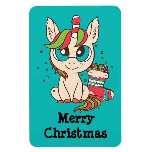 Christmas Kawaii Unicorn Magnet (Vertikal)