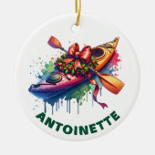 Christmas Kayak Individuelle Name Keramik Ornament (Vorne)