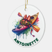 Christmas Kayak Individuelle Name Keramik Ornament (Links)