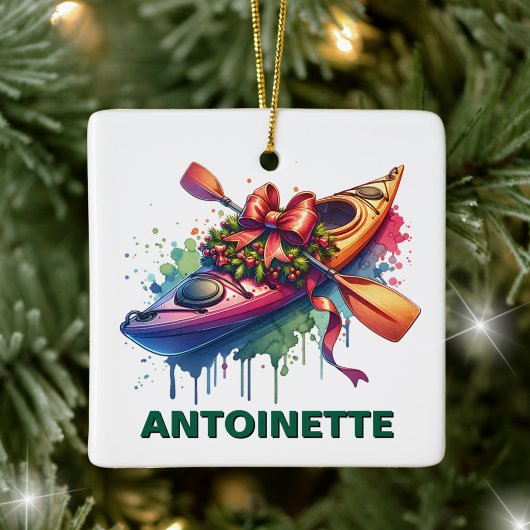 Christmas Kayak Individuelle Name Keramikornament