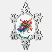 Christmas Kayak Individuelle Name Schneeflocken Zinn-Ornament (Rechts)