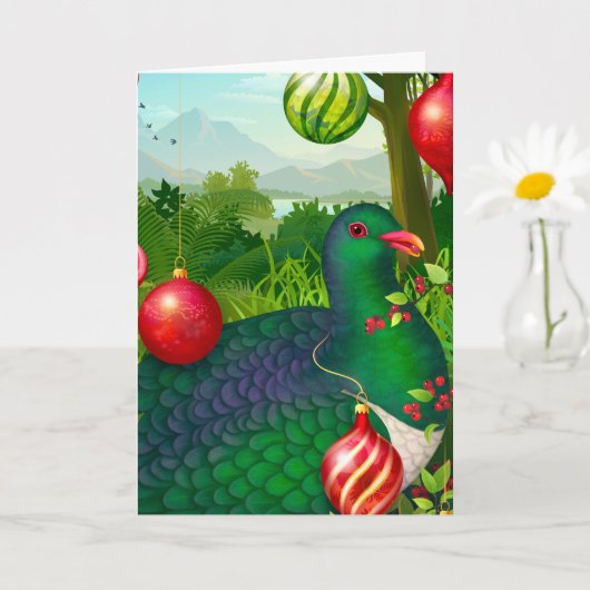 Christmas Kereru Postcard Karte (Kleine Pflanze)