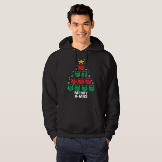 Christmas Kettlebells Tree Holiday Workout Hoodie (Vorne ganz)