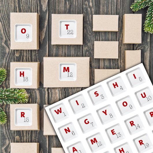 Christmas Keyboard Keys Alphabets Advent Calendar Aufkleber