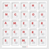 Christmas Keyboard Keys Alphabets Advent Calendar Aufkleber (Blatt)