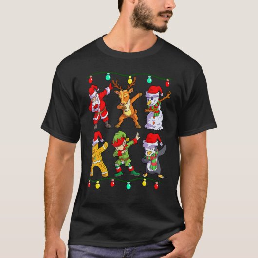 Christmas Kids Boys Men Dabbing Santa Elf Deer Fri T-Shirt (Vorderseite)