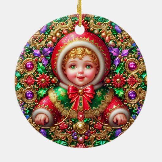CHRISTMAS ~ Kind 19. Jahrhundert ~ Keramik Ornament (Hinten)