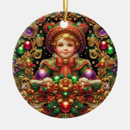 CHRISTMAS ~ Kind 19. Jahrhundert ~ Keramik Ornament (Vorne)