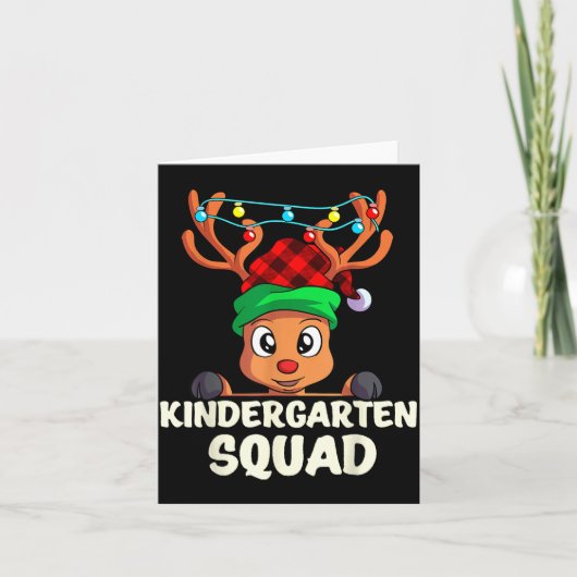 Christmas Kindergarten Squad Red Buffalo Plaid Rei Karte (Vorderseite)