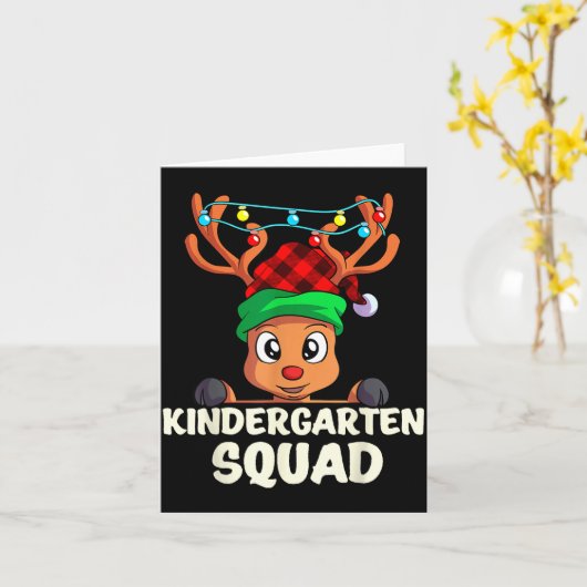 Christmas Kindergarten Squad Red Buffalo Plaid Rei Karte (Gelbe Blume)