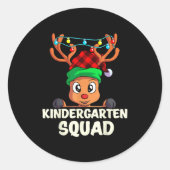 Christmas Kindergarten Squad Red Buffalo Plaid Rei Runder Aufkleber (Vorderseite)