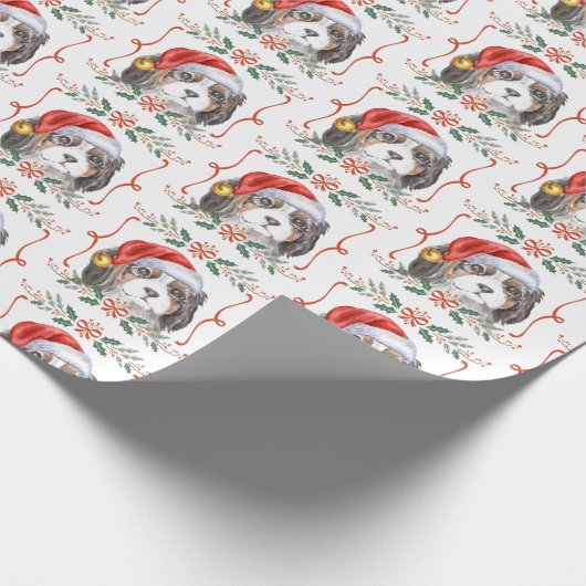Christmas King Charles Spaniel Dog Pattern Geschenkpapier (Ecke)