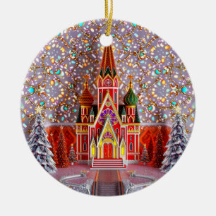 CHRISTMAS ~ Kirche und Landschaft ~ Keramik Ornament