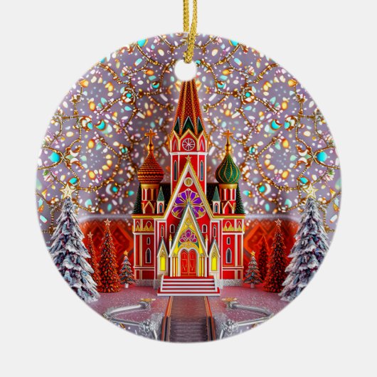 CHRISTMAS ~ Kirche und Landschaft ~ Keramik Ornament (Vorne)