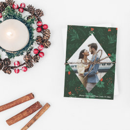 Christmas Kiss Mistletoe Romantic Foto Diamond Postkarte