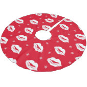 Christmas Kiss Red White Gemustert Polyester Weihnachtsbaumdecke (Schrägansicht)