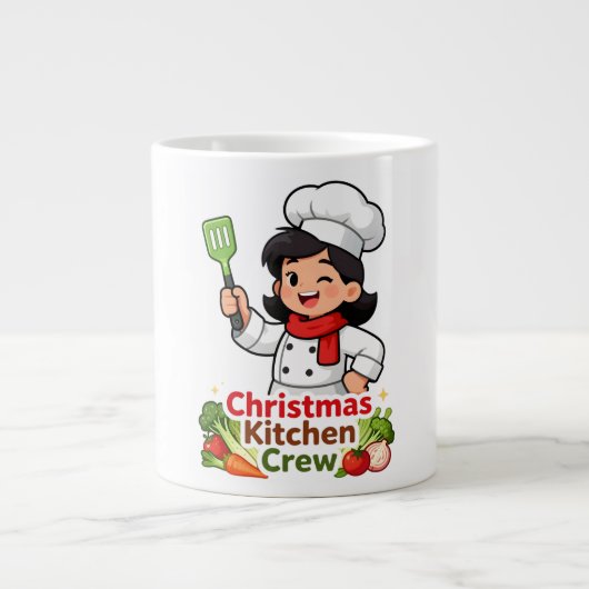Christmas Kitchen Crew Cute Chef Mug Jumbo-Tasse (Vorderseite)