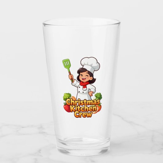 Christmas Kitchen Crew Cute Holiday Glass Glas (Vorderseite)
