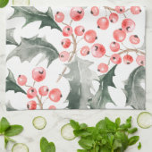 Christmas Kitchen Towel Red and Green Holly Geschirrtuch (Gefaltet)