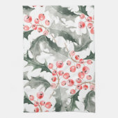 Christmas Kitchen Towel Red and Green Holly Geschirrtuch (Vertikal)