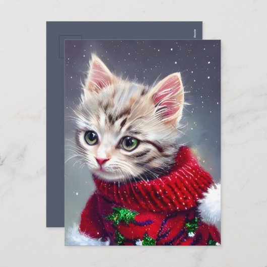 Christmas Kitten Gruß Urlaub Postkarte (Vorne/Hinten)