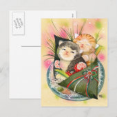 Christmas Kitten Handroll Feiertagspostkarte (Vorne/Hinten)