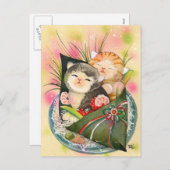 Christmas Kitten Handroll Feiertagspostkarte (Vorne/Hinten)