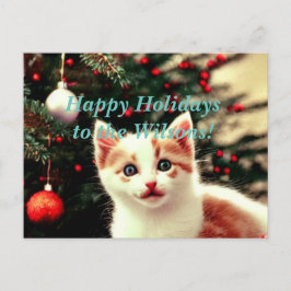 Christmas Kitten Happy Holidays Postcard Feiertagspostkarte