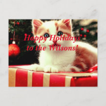 Christmas Kitten Happy Holidays Postcard