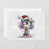 Christmas Kitten tangled in Lights Postkarte (Vorne/Hinten)