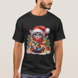 Christmas Kitten Watercolor T-Shirt